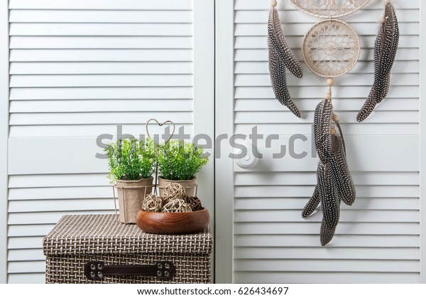 Beige Brown Dream Catcher Bedroom Interior Stock Photo Edit