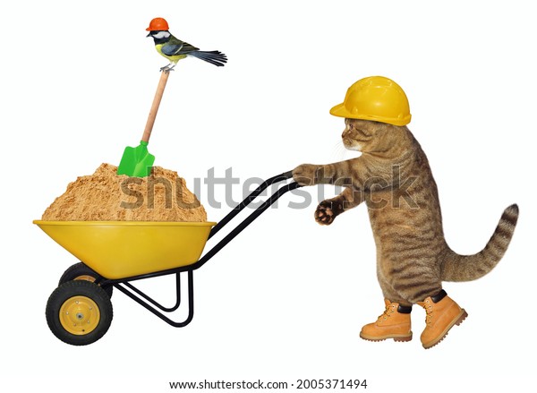 Beige Cat Builder Construction Helmet 
