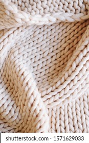 Beige Chunky Knit Blanket Texture