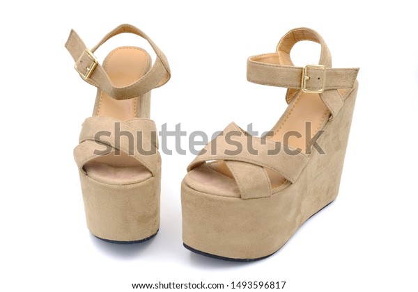 beige color wedges