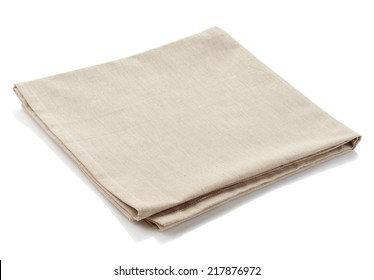 Beige cotton napkin isolated on white background