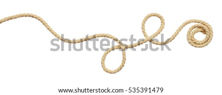 Beige cotton rope curl isolated on white