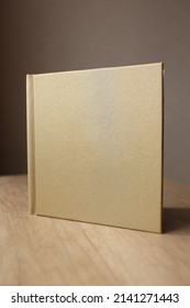 Beige gold photobook photoalbum with place for text