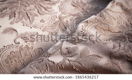 Beige jacquard fabric damask ornament