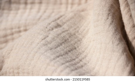 Beige Muslin Wrinkled Fabric Detail