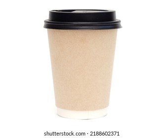 Beige Reusable Coffee Cup Isolated On White Background.