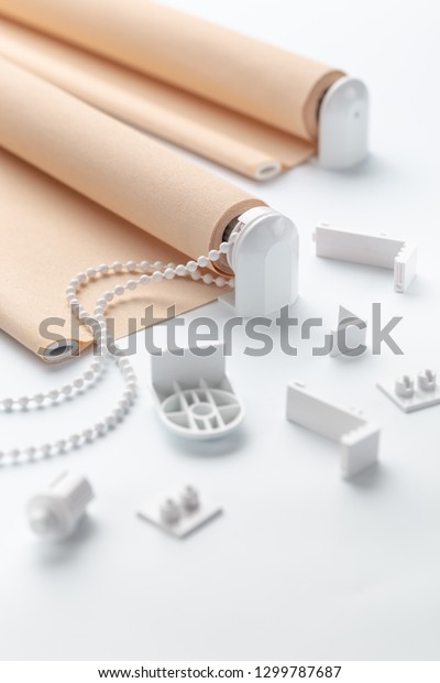 Beige Roller Blinds Spare Parts On Stock Photo Edit Now 1299787687 Beige Roller Blinds Spare Parts On