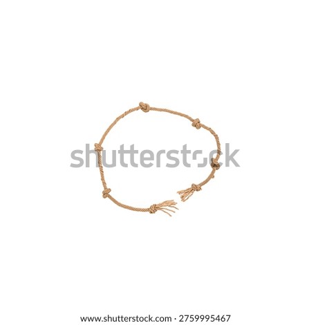 Beige rope loop with knots On White Background.