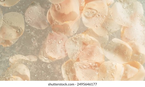 Beige Rose Petals Placed on Water Surface. Beauty and Spa Background. - Powered by Shutterstock