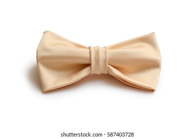 beige satin bow tie on a white background - Powered by Shutterstock