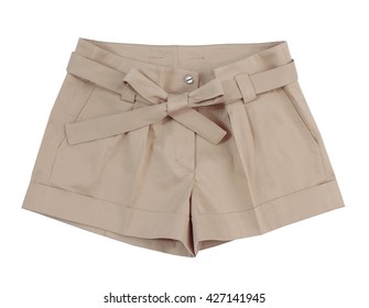 Beige Shorts Isolated On White Background