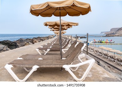 Beige Sunbeds Gran Canaria Amadores Beach