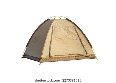 A beige tent on a white background