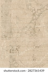 Beige textured background with triangle pattern. Neutral beige and tan abstract background with fine vertical pinstripe lines, scattered triangle symbols, circular ripple patterns, and a distressed grunge texture overlay.