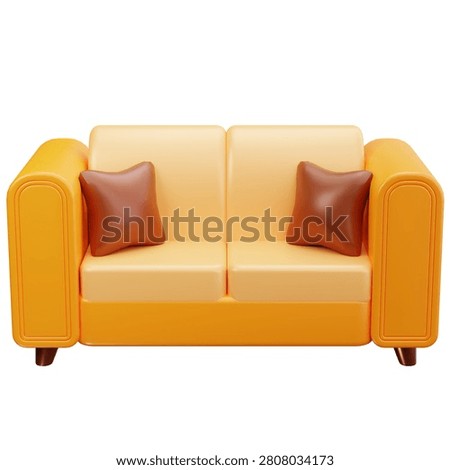 Beige Two Seater Sofa 3D Illustrations