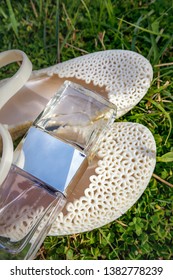 Beige Vintage Jelly Shoes And Perfume For A Bride