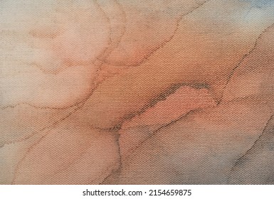 Beige Wabi Sabi Canvas Texture Background. Mixing Acrylic Ink Paints.Modern Fluid Art Watercolor Texture Fabric Background.