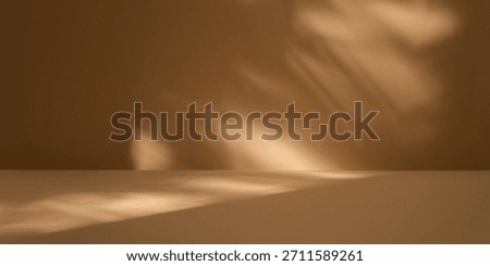 Beige wall abstract background with soft sunlight, empty space designed for product presentation mock up. Premium background.