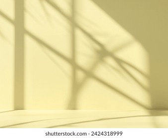 Beige yellow pastel background abstract. empty room studio backdrop. used for background and display your product shooting. Stage showcase on pedestal display podium