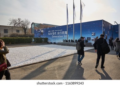 Beijing, Asia, China, March 23, 2018: China Volkswagen Group Held A New Car Launch Event In Beijing, Where People Come And Go At The Scene, It Is Very Lively