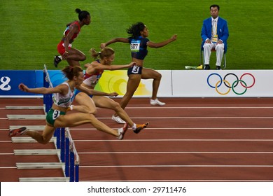 BEIJING - AUG 18: Women's 110 Meter Hurdle Race Summer Olympic Games. August 18, 2008 Beijing, China