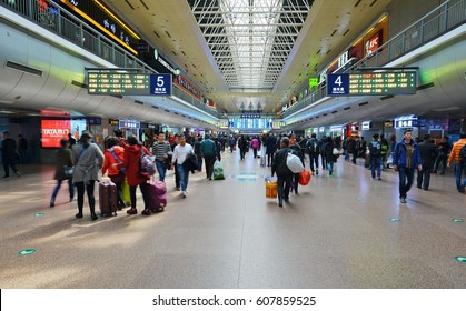 BEIJING, CHINA -11 MAR 2017- View Of The Beijing West Railway Station (Beijingxi), Asia's Second Largest Train Station, Located In The Fengtai District.