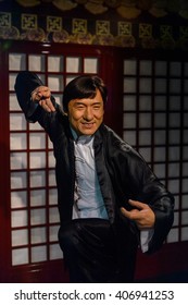 BEIJING, CHINA - APR 6, 2016: Jackie Chan at the  Beijing Madame Tussauds wax museum. Marie Tussaud was born as Marie Grosholtz in 1761