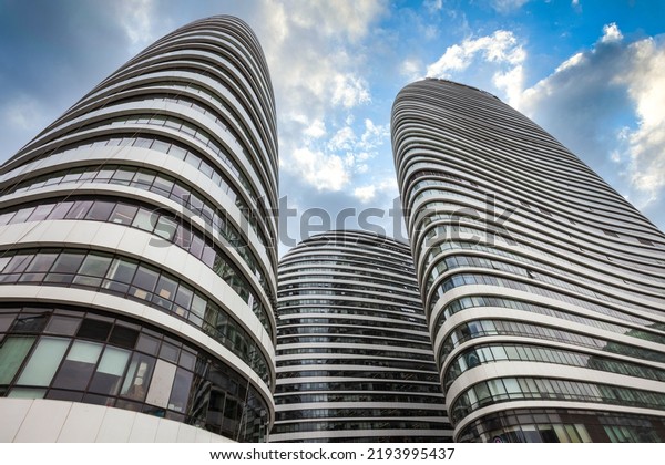 Beijing, China - April, May 2019 : Wangjing SOHO a
complex of three curvilinear asymmetric skyscrapers in Wangjing
district in Beijing 