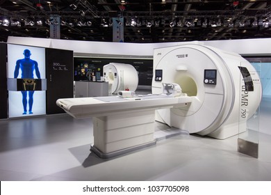 BEIJING, CHINA- AUGUST 19, 2017:  Moderm Medical Equipment Is On Display At The United Imaging Booth During The China International Health Industry Expo (CHINA-HOSPEQ 2017) 