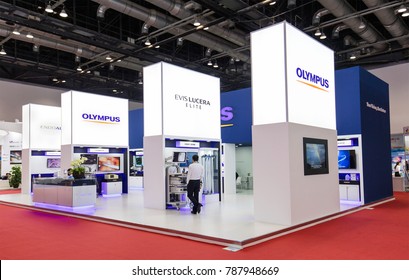 BEIJING, CHINA- AUGUST 19, 2017: OLYMPUS Stand During The China International Health Industry Expo (CHINA-HOSPEQ 2017)