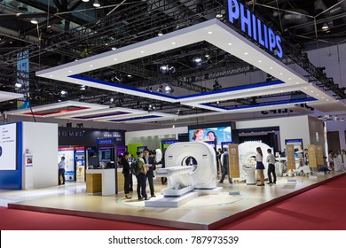 BEIJING, CHINA- AUGUST 19, 2017:  Visitors Are Seen At The Philips Booth During The China International Health Industry Expo (CHINA-HOSPEQ 2017) At China National Convention Center.