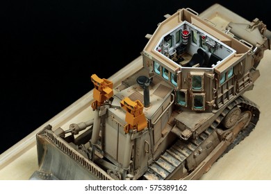 BEIJING, CHINA - December 29, 2016: This Photo Is A Scale Model Of An Armored Bulldozer, This Bulldozer Is Equipped By USMC During The Operation In Iraq 2003.