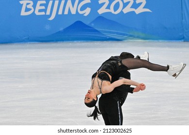 BEIJING, CHINA - FEBRUARY 12: Charlene Guignard And Marco Fabbri Of Italia Skate During The Ice Dance Rhythm Dance Figure Skating On Day 8 Of The Beijing 2022 Winter Olympic Games