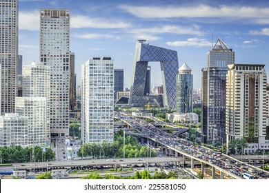 Beijing, China Financial District Skyline.