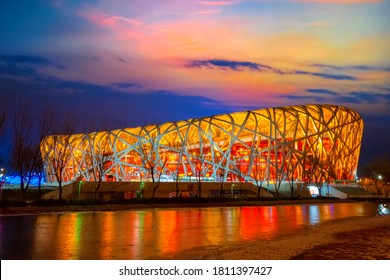 Beijing, China - Jan 11 2020: The national Stadium (AKA Bird's Nest) built for 2008 Summer Olympics, Paralympics and will be used again in the 2022 winter Olympics