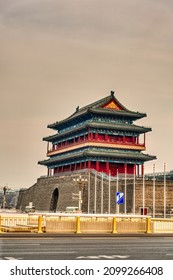 Beijing, China - January 2019 : Tiananmen Square In Cloudy Weather, HDR Image