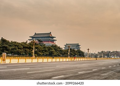 Beijing, China - January 2019 : Tiananmen Square In Cloudy Weather, HDR Image