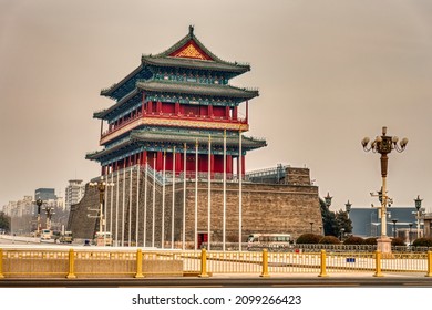 Beijing, China - January 2019 : Tiananmen Square In Cloudy Weather, HDR Image