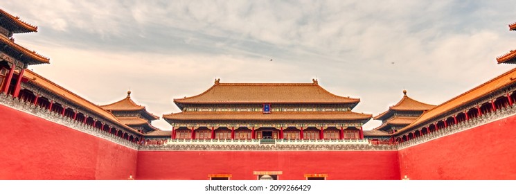 Beijing, China - January 2019 : Tiananmen Square In Cloudy Weather, HDR Image