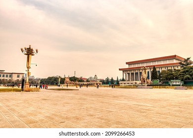 Beijing, China - January 2019 : Tiananmen Square In Cloudy Weather, HDR Image