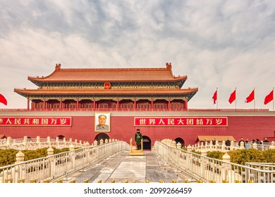 Beijing, China - January 2019 : Tiananmen Square In Cloudy Weather, HDR Image