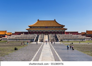 Beijing, China - July 29, 2012: View of the Hall of Supreme Harmony in the Forbidden City, Beijing, China.