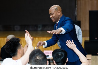 Beijing, China - June 28, 2019: Stephon Marbury Is Introduced As New Head Coach Of CBA Team Beijing Royal Fighters.