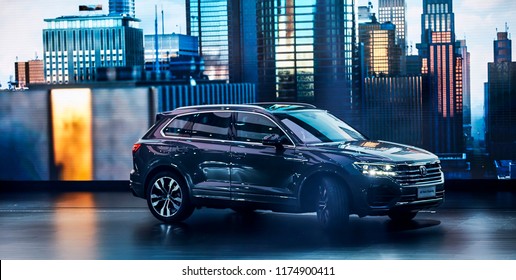 Beijing, China, China, March 23, 2018: Volkswagen exhibited at the Auto Show Center in Beijing, exhibiting 2018 new luxury suv Volkswagen Touareg