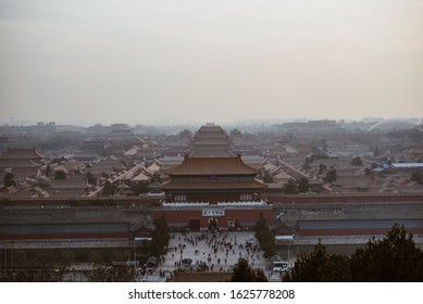 Beijing, China - May 12, 2018: A View Of Smog From The Forbidden City Of Beijing.