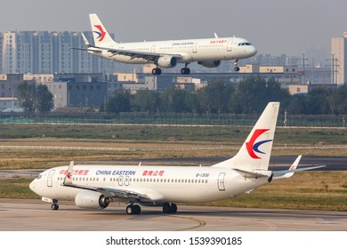 Beijing, China – October 2, 2019: China Eastern Airlines Boeing 737-800 airplane at Beijing Capital airport (PEK) in China.