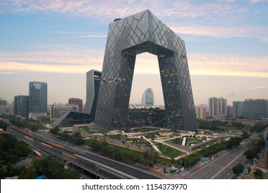 Beijing ,China - October 22 ,2017 : China's Beijing City, A Famous Landmark Building, China CCTV (CCTV) 234 Meters Tall Skyscrapers Is Very Spectacular.