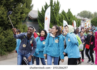 BEIJING, CHINA - OCTOBER 28, 2017: This is opening ceremony for One Belt One Road activities, which is walking around kunming lake for international friends. 