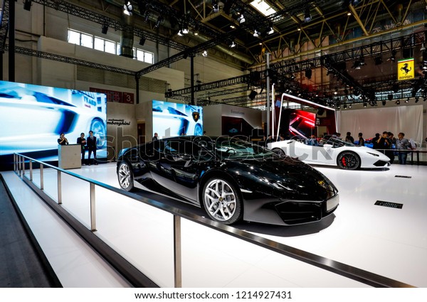 BEIJING\
CHINA-May 3, 2016: Ferrari GTC4Lusso, a world-renowned Italy super\
brand, landed at the Beijing auto show. First appeared in the Asian\
market, using the rear wheel steering\
technology.