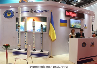 BEIJING, CHINA-SEPTEMBER 24, 2013: State Space Agency Of Ukraine Booth At The 64th International Astronautical Congress (IAC 2013). 